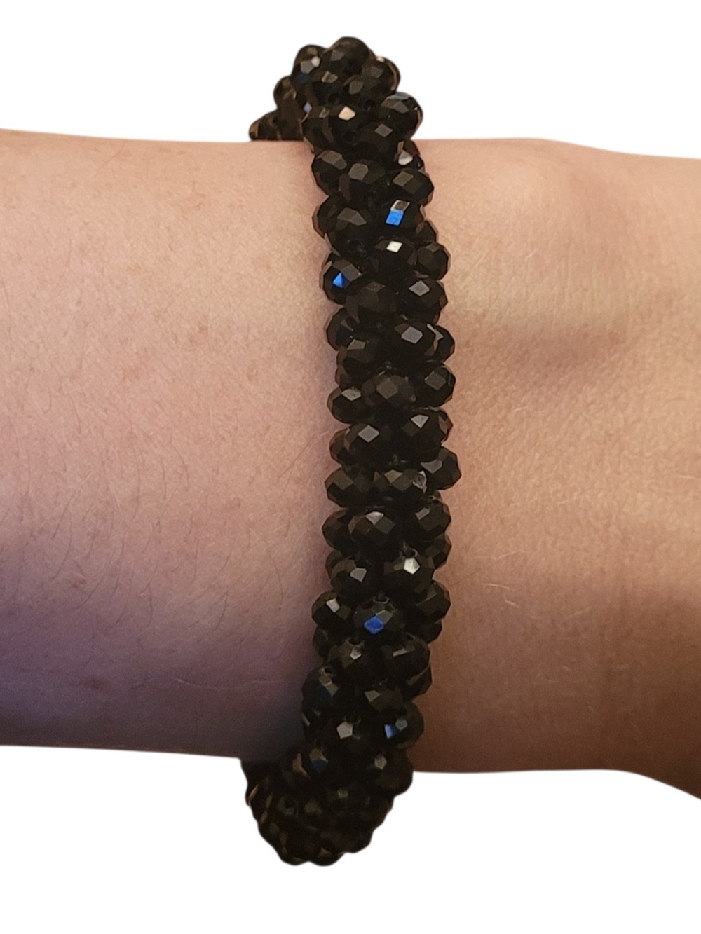 Elegant Black Faceted Bead Stretch Bracelet